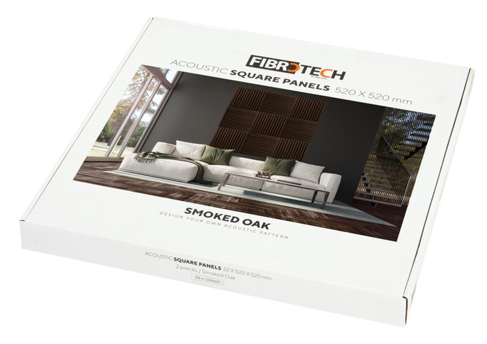 Akustikpanel Square Smoked Oak 22 x 520 x 520 mm 2-pack Fibrotech